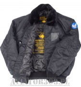 B-15 Nylon Bomber Jacket: Black